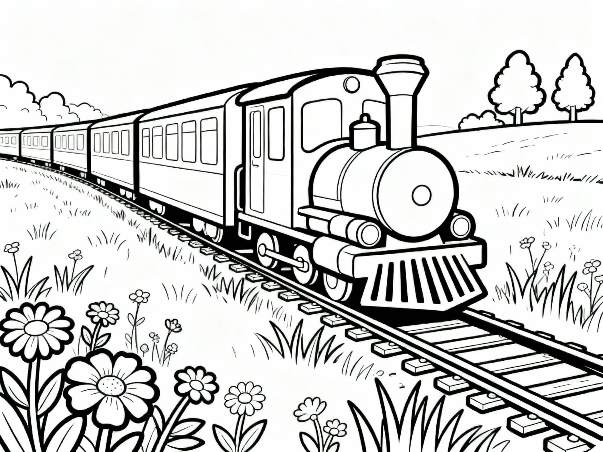 Train Through Meadow