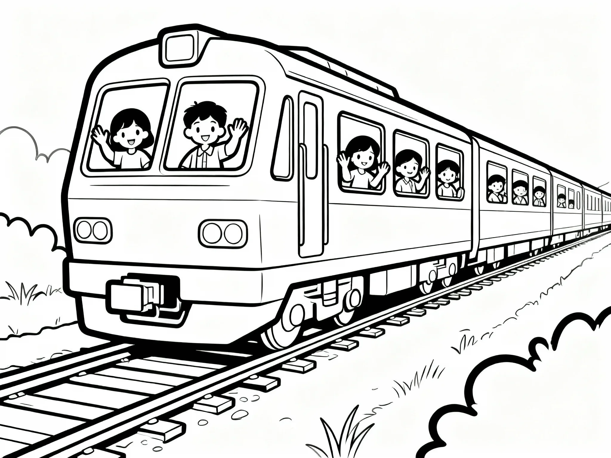 Train With Passengers Waving