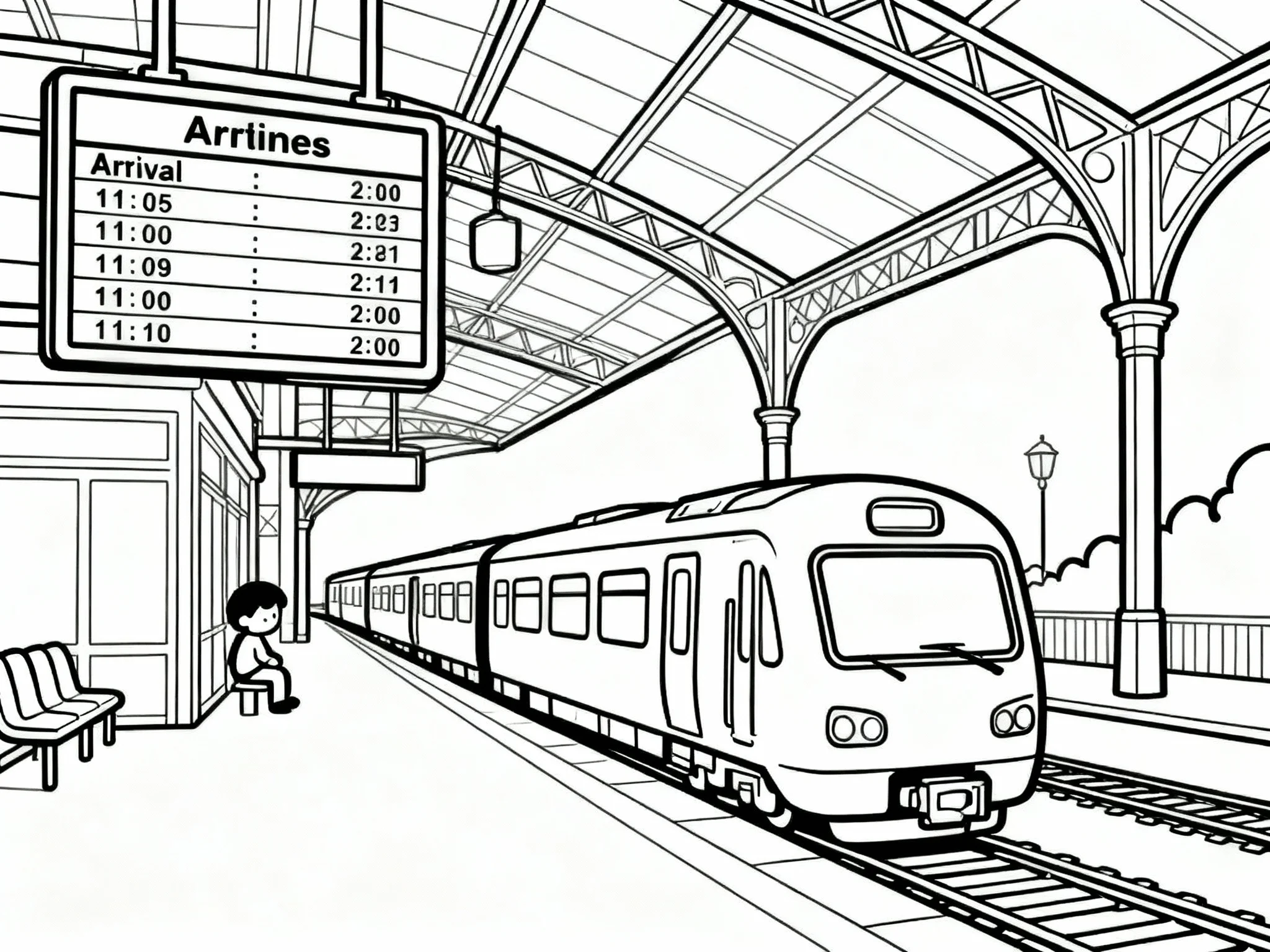 Train Station with Schedule