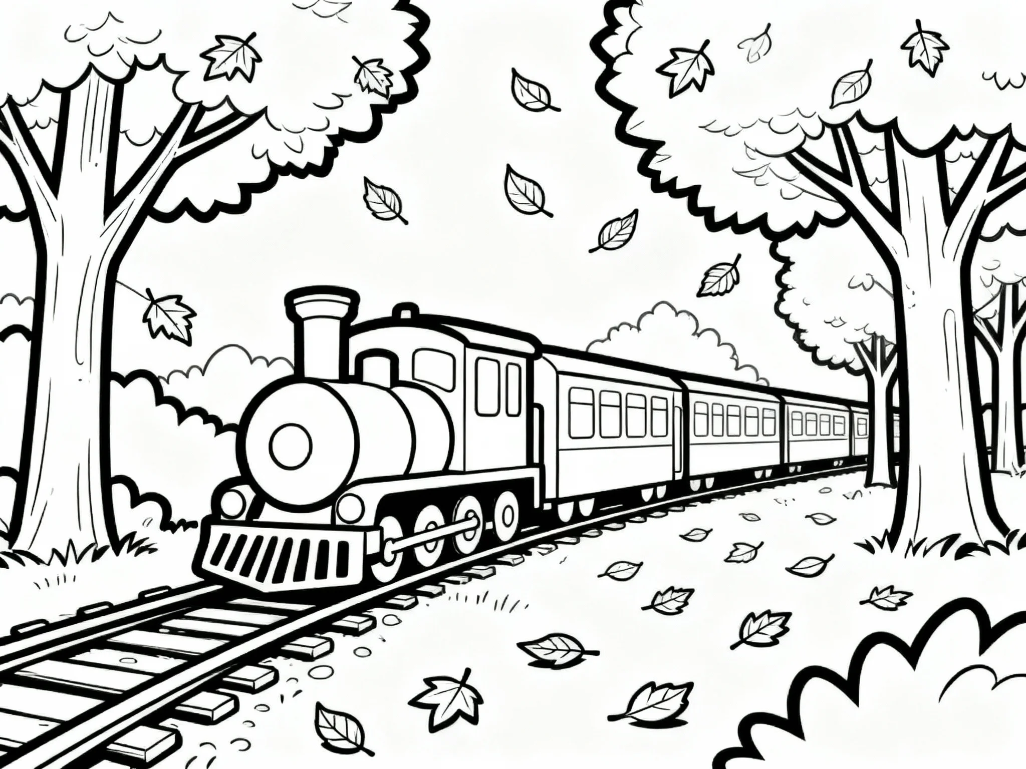 Train Through Fall Forest