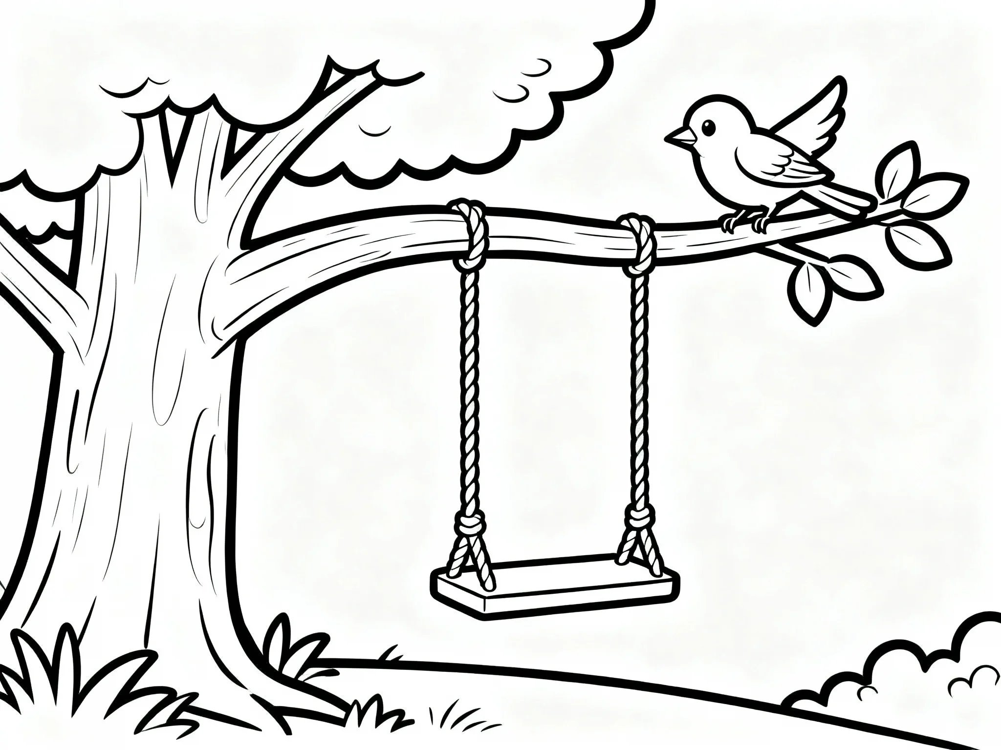 Tree with Swing and Bird