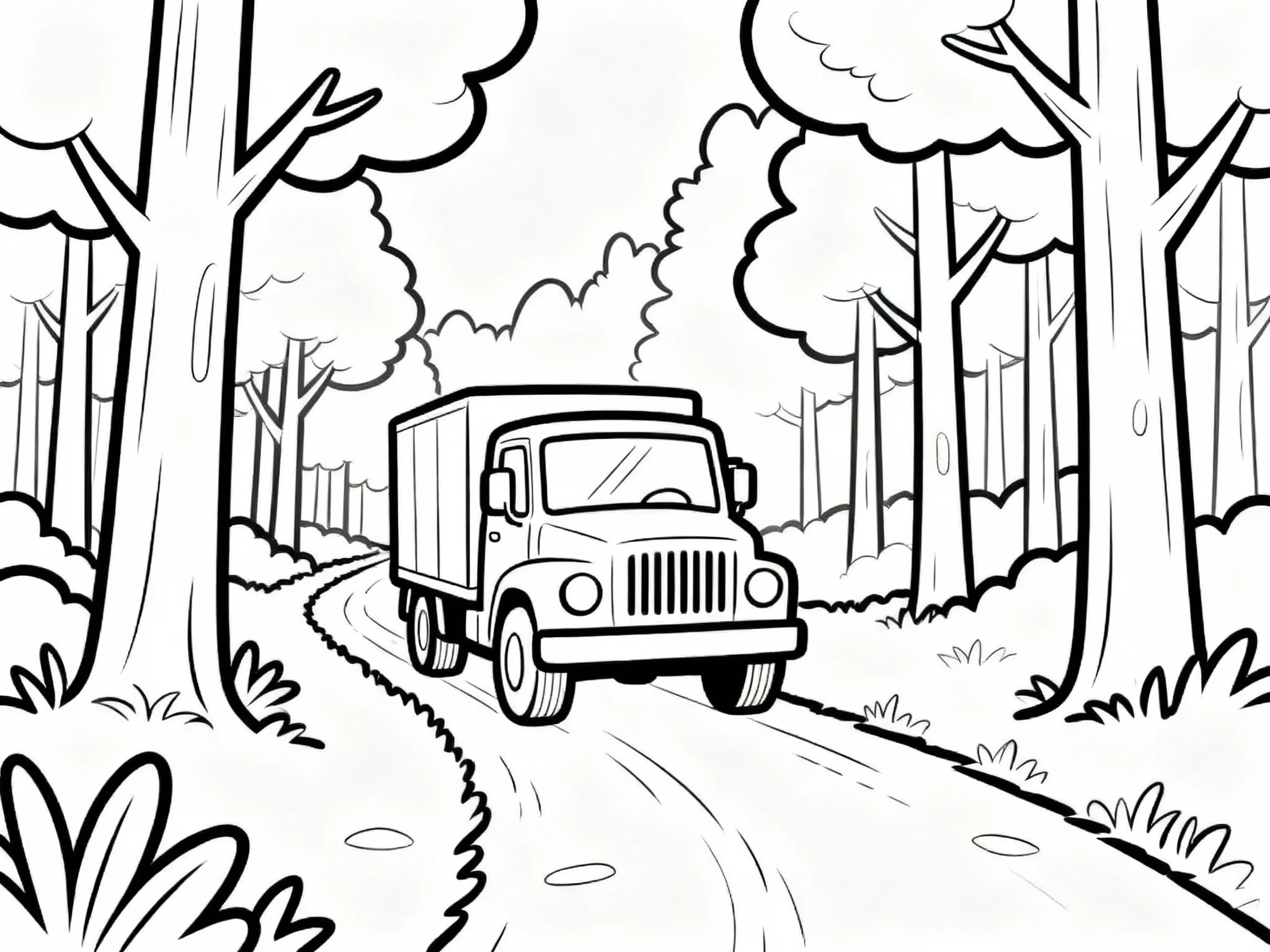 Truck Through Forest