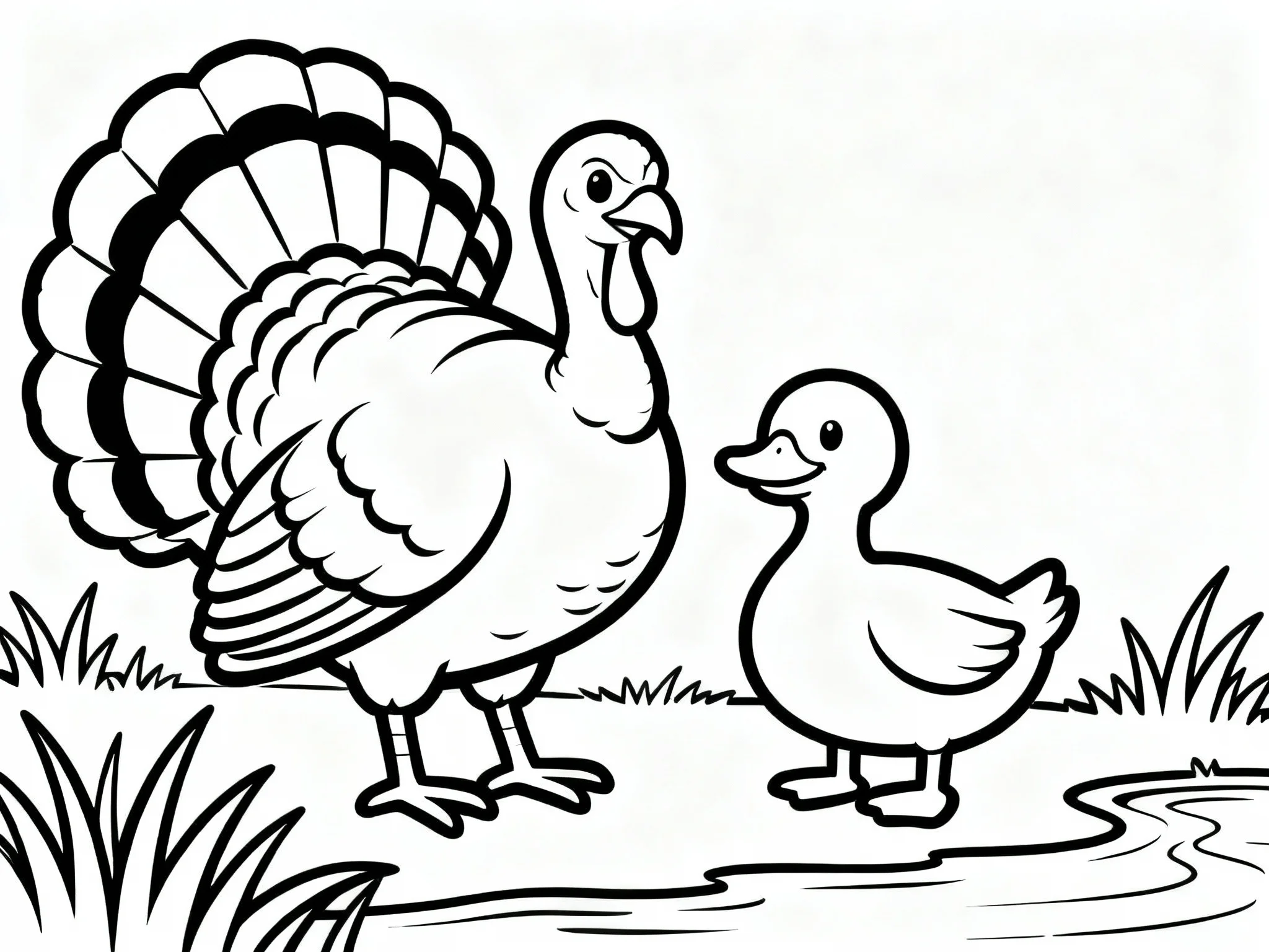 Turkey and Friend Duck