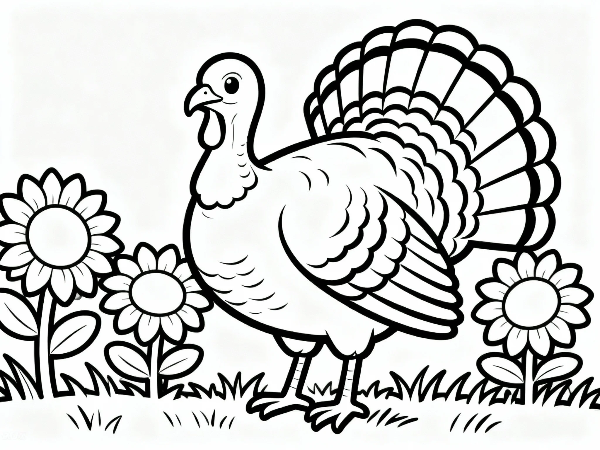 Turkey in Sunflower Field