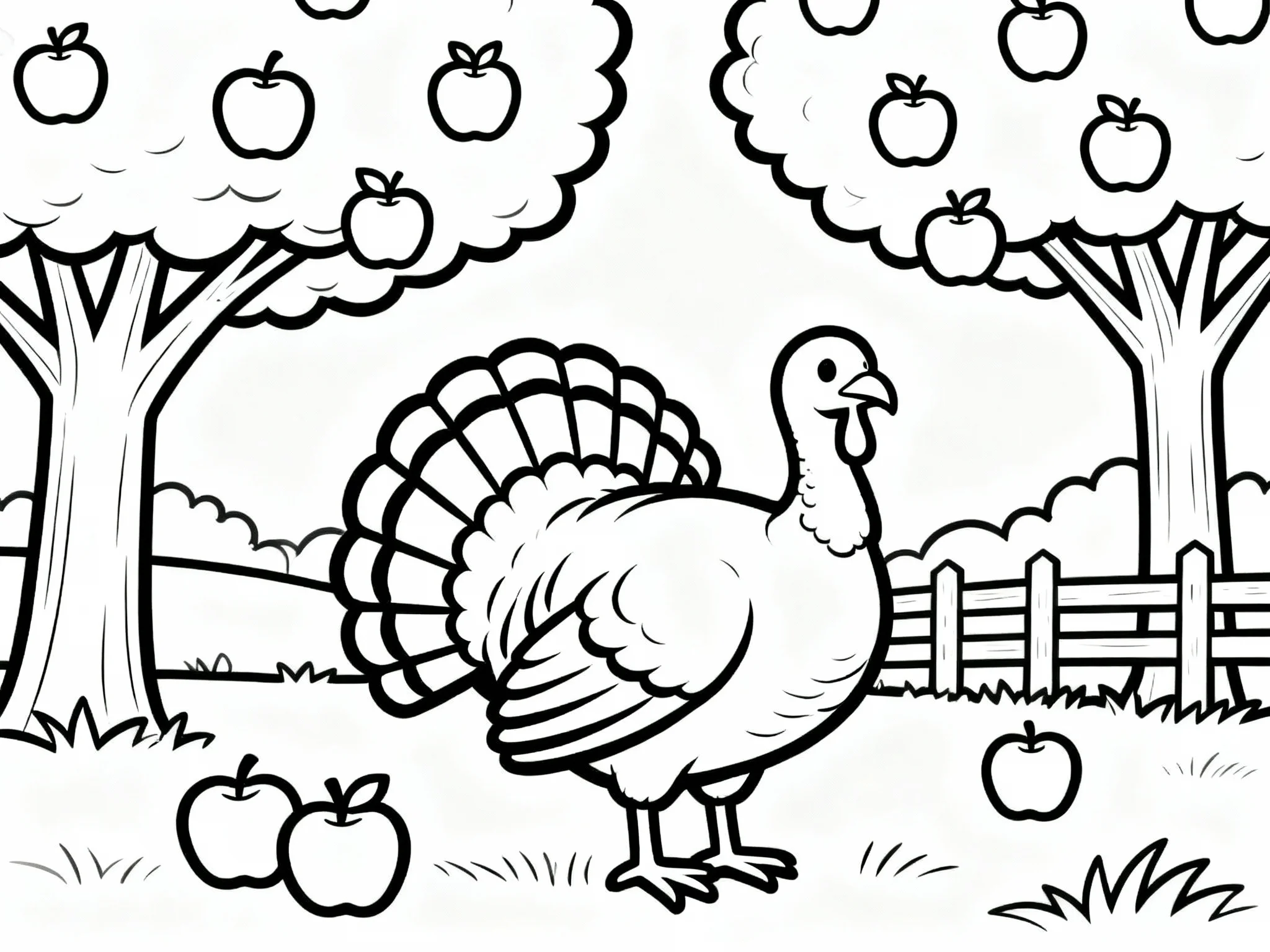 Turkey in Apple Orchard