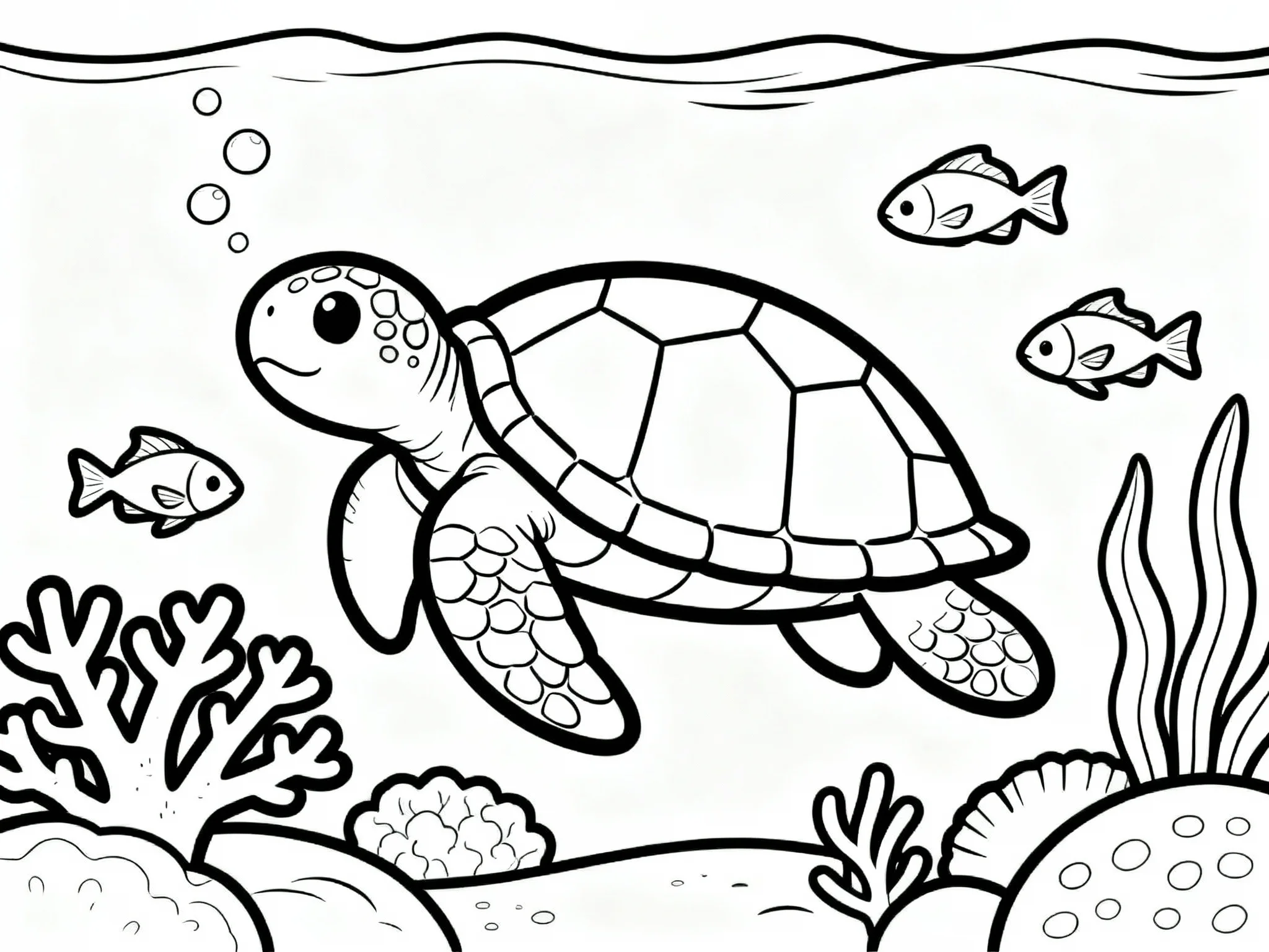 Underwater Turtle Scene