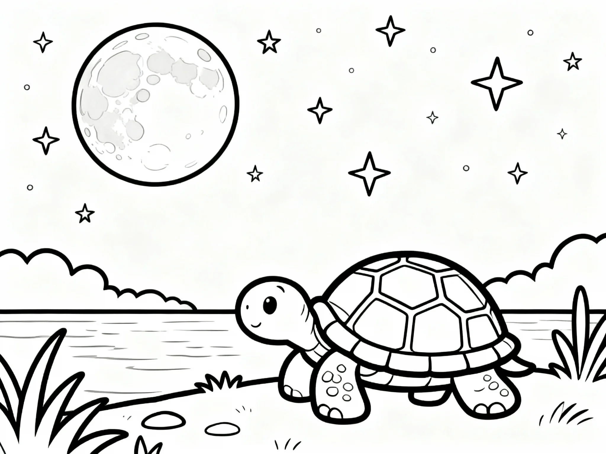 Turtle with Moon and Stars