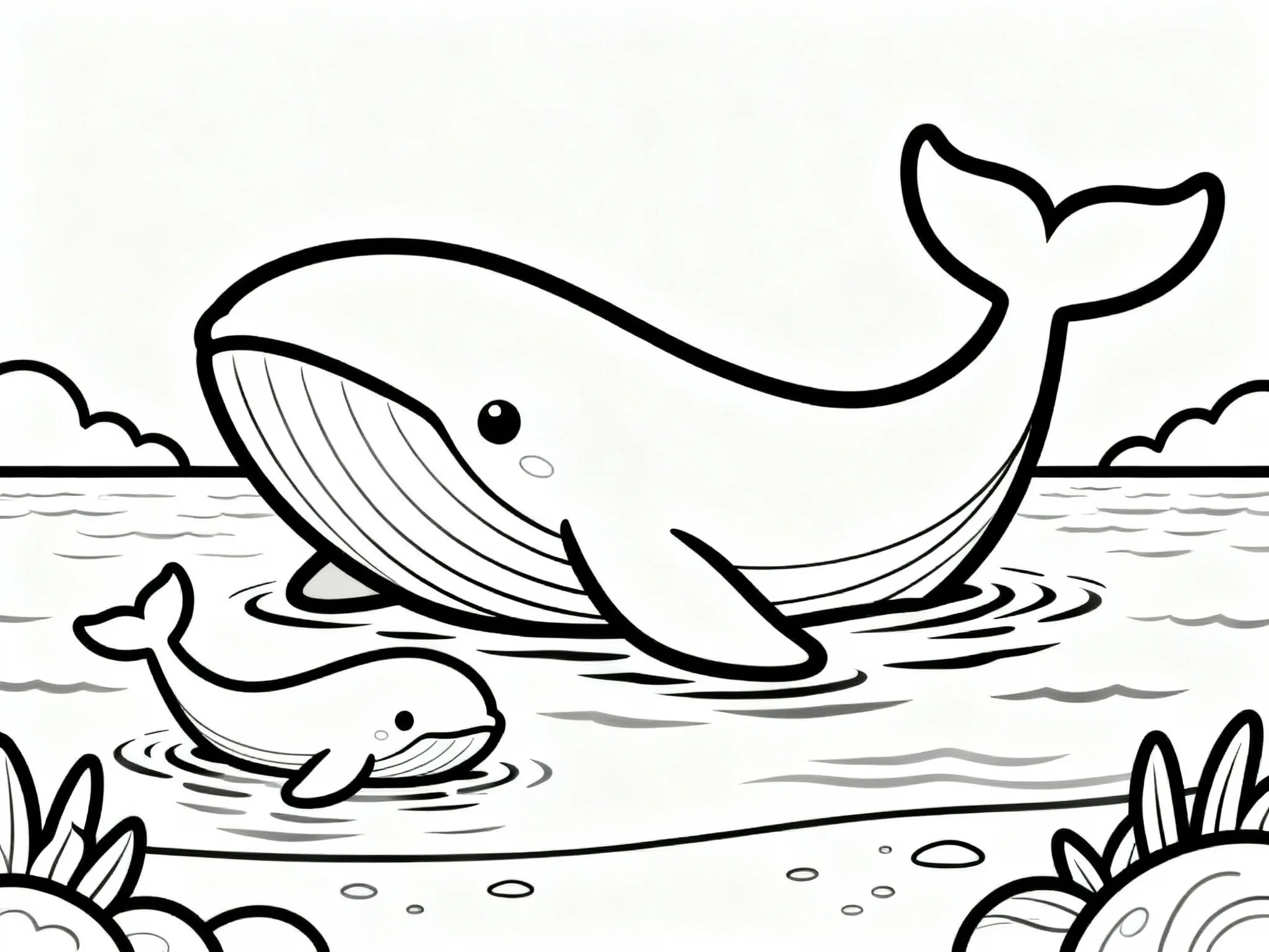 Baby Whale Learning to Swim