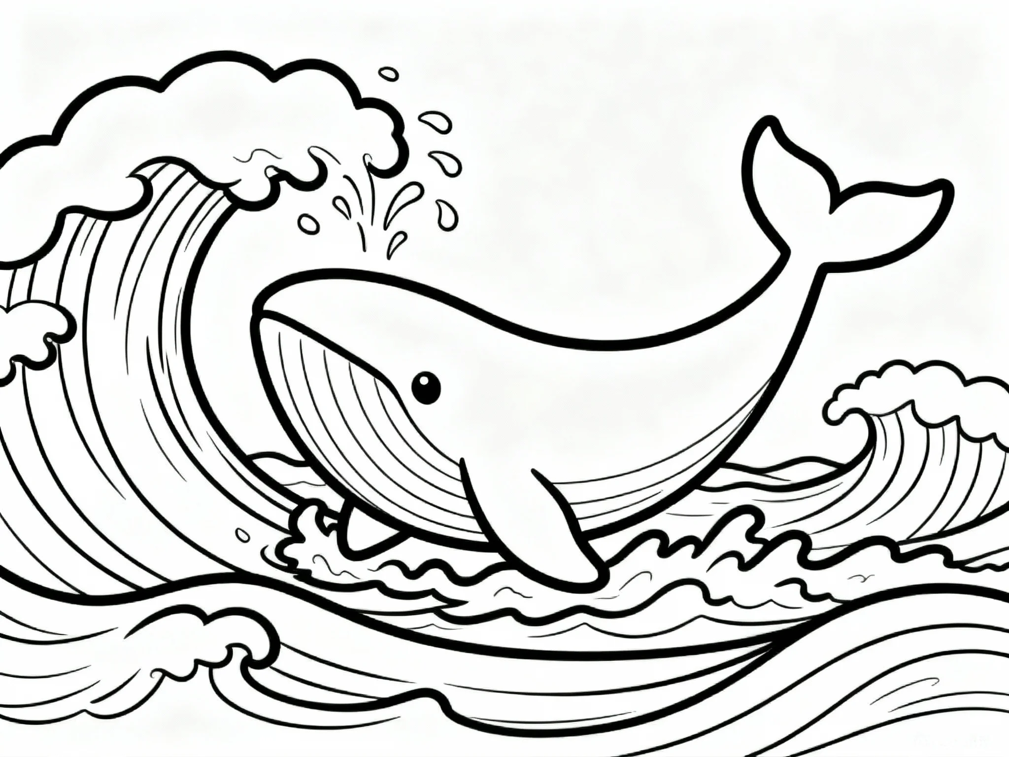 Whale Playing in Waves