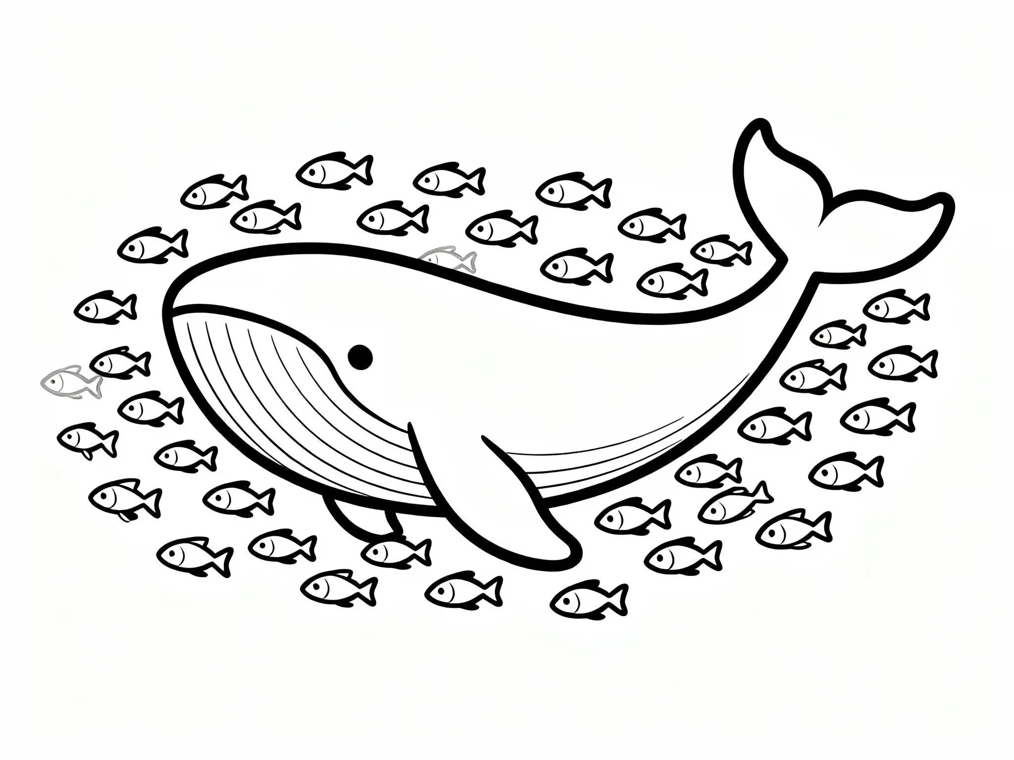 Whale with Fish School