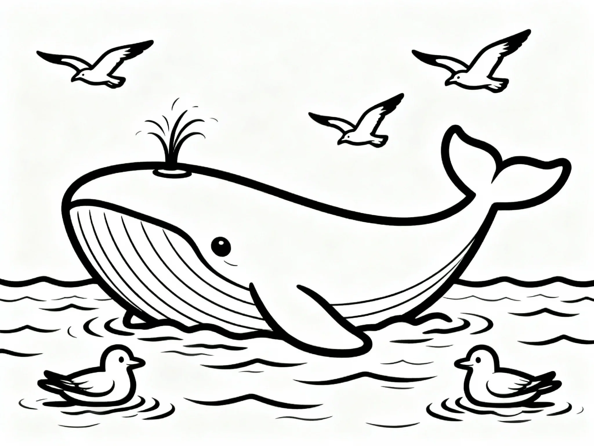 Whale with Seagulls